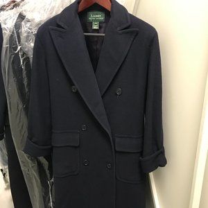 SOLD JAN 3 !  Ralph Lauren Navy Blue Camel Hair Polo Trench Coat 4